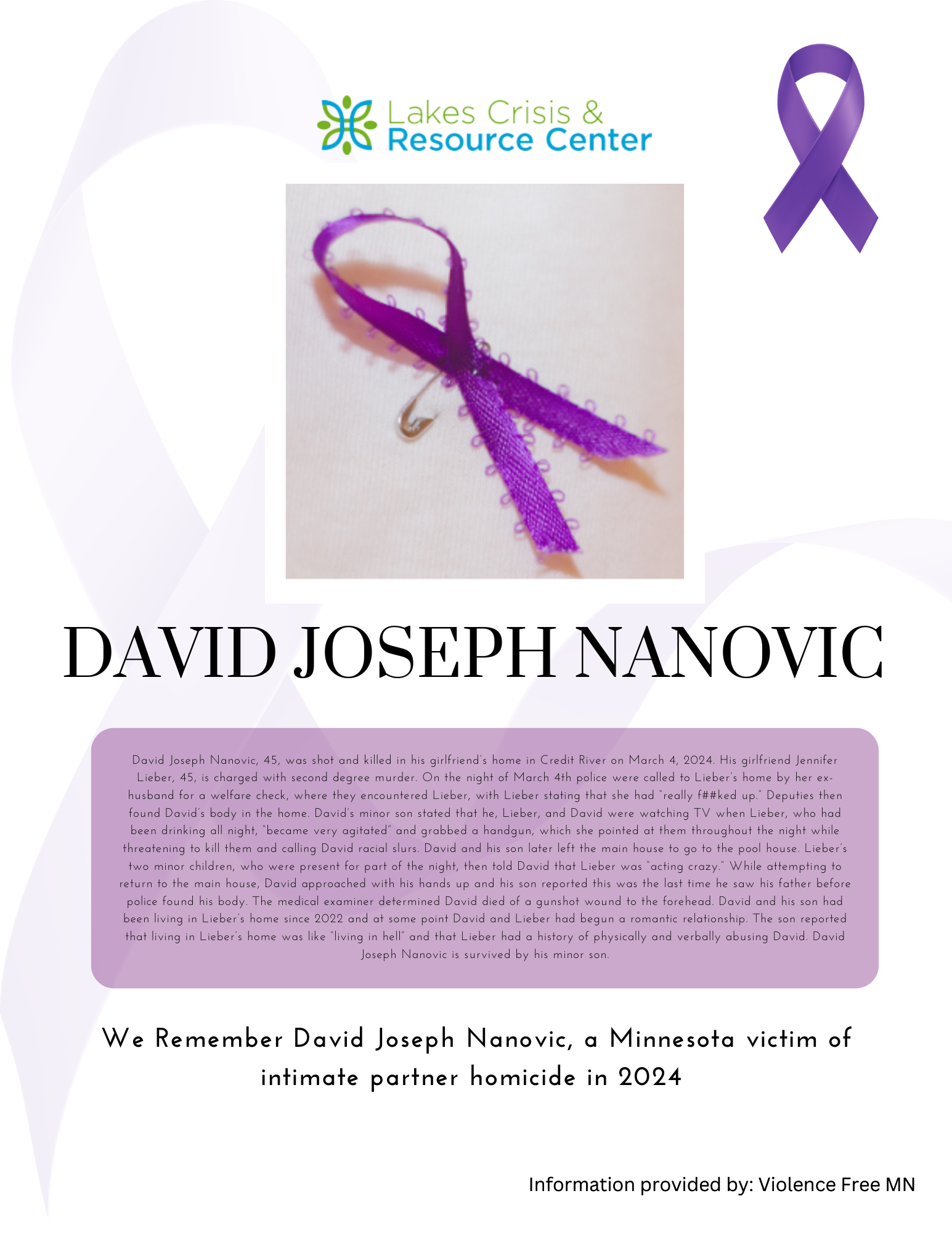 Memorial Display - David Joseph Nanovic