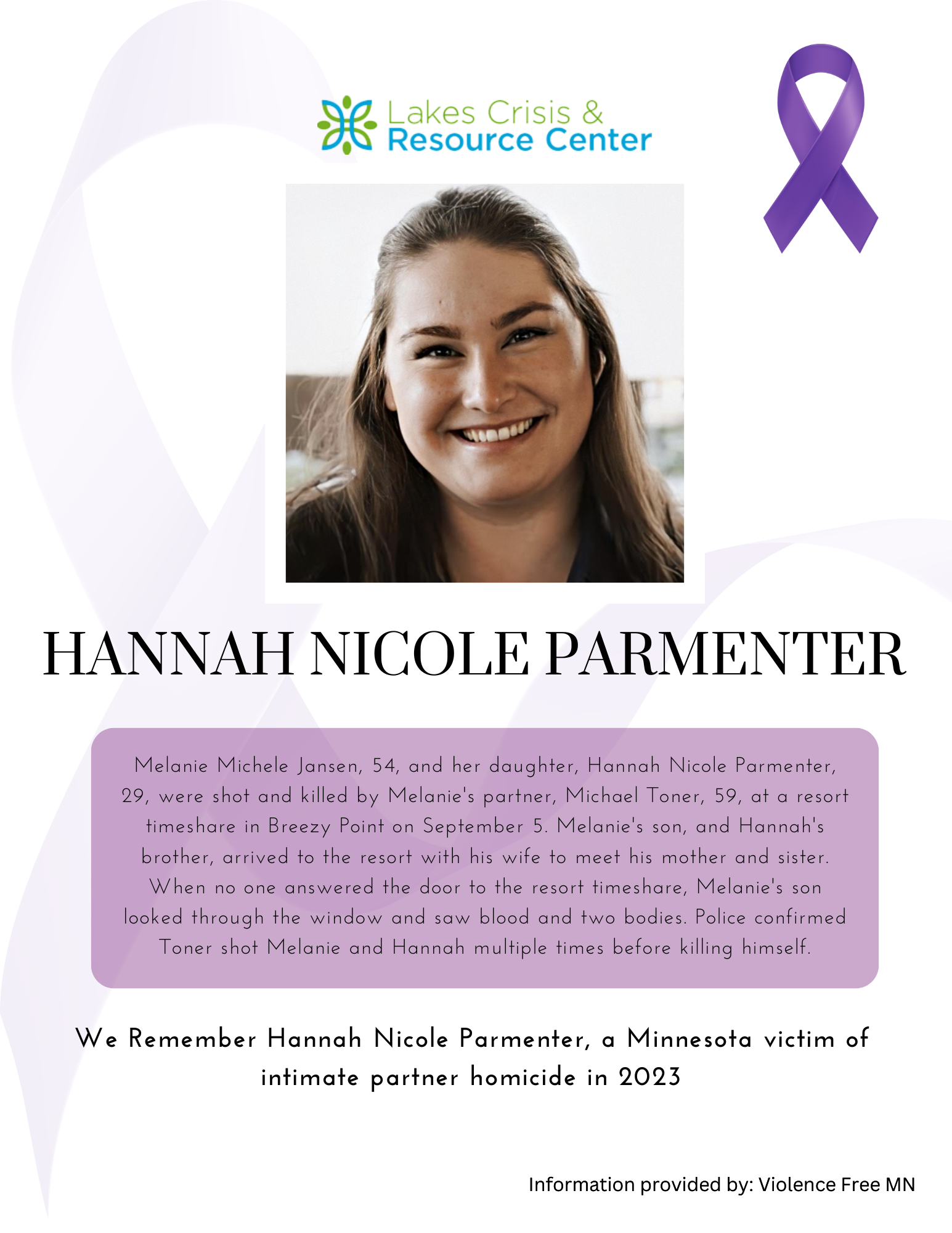 Memorial Display - Hannah Nicole Parmenter