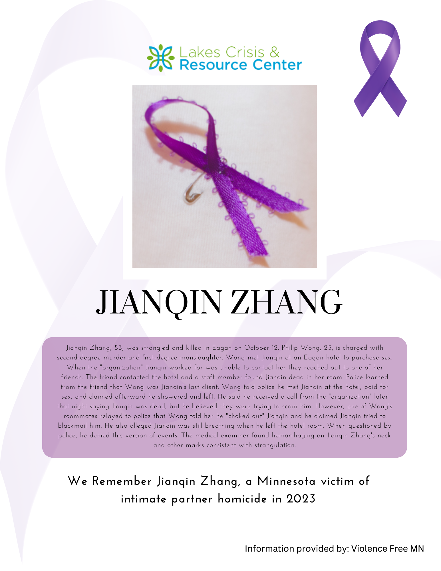 Memorial Display - Jianqin Zhang