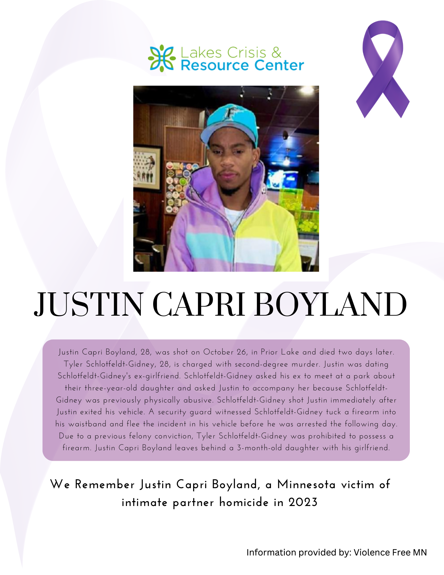 Memorial Display - Justin Capri Boyland