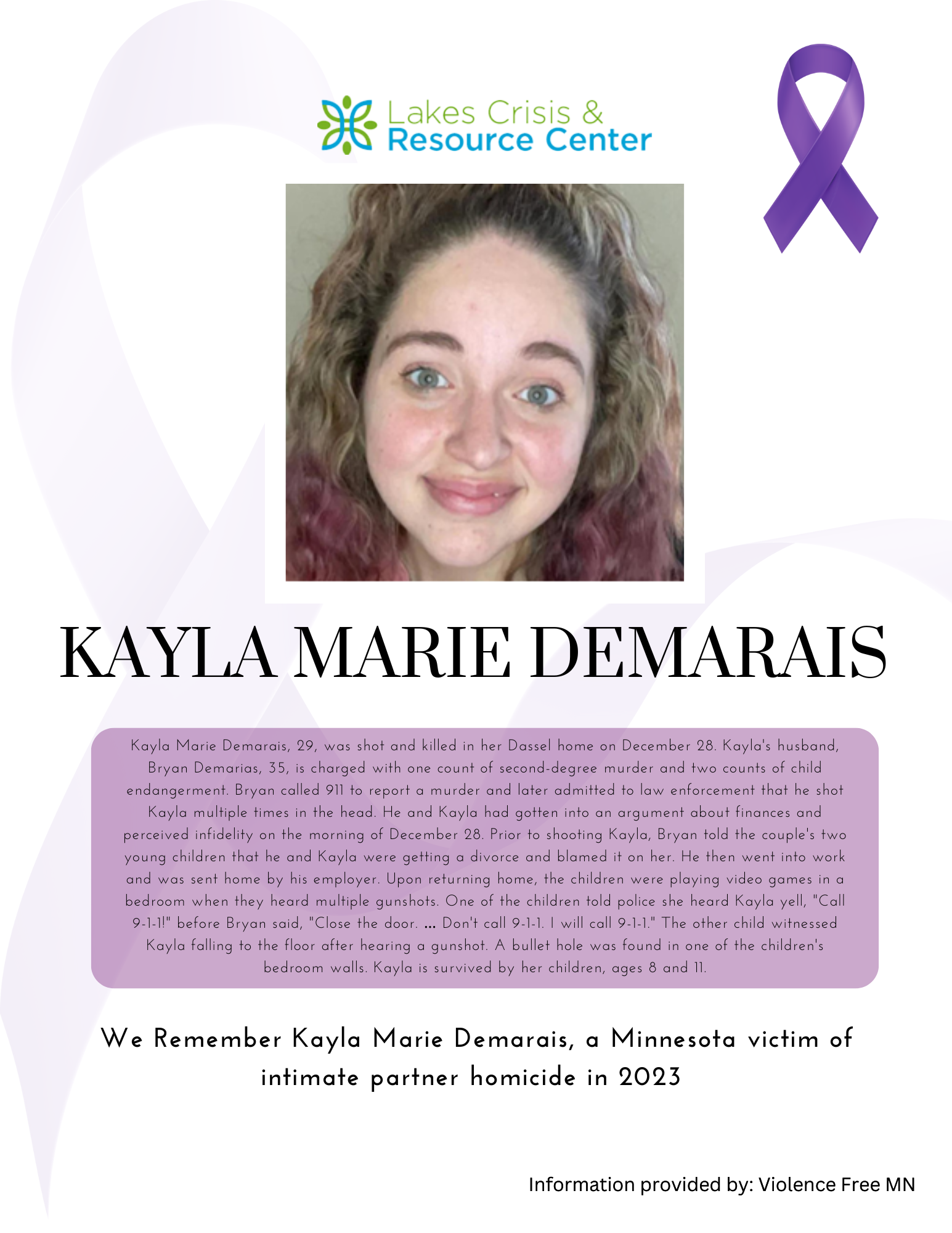 Memorial Display - Kayla Marie Demarais