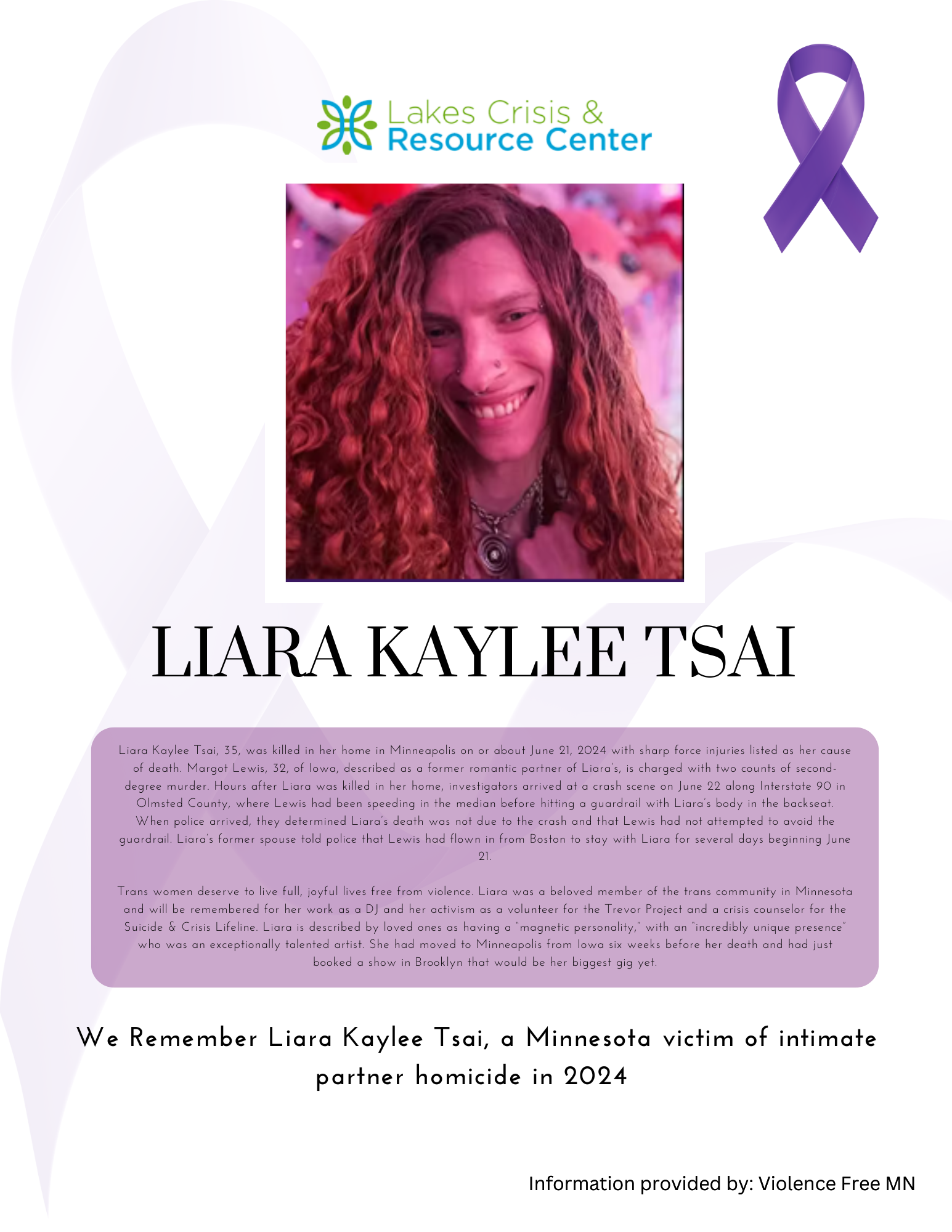 Memorial Display - Liara Kaylee  Tsai