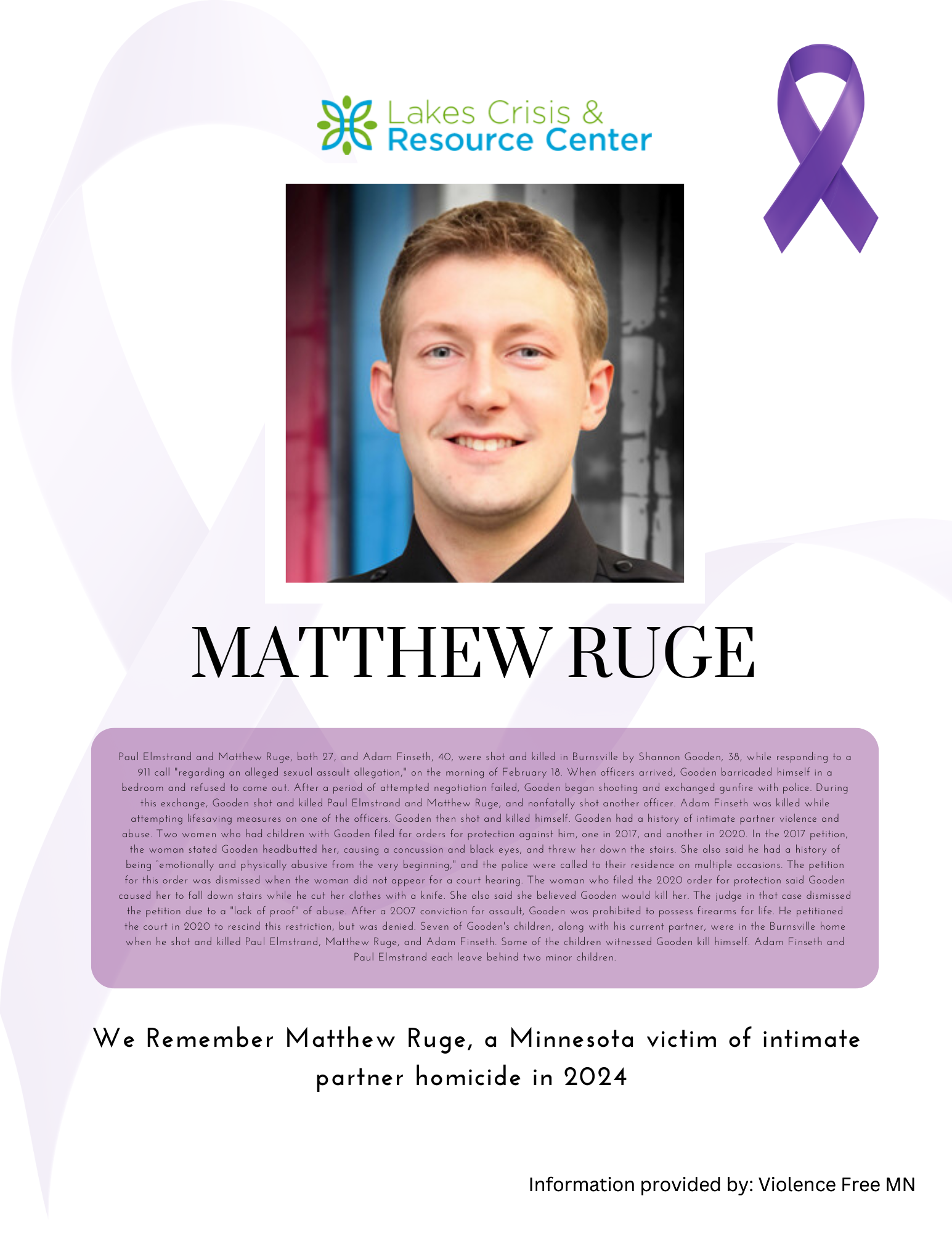 Memorial Display - Matthew Ruge