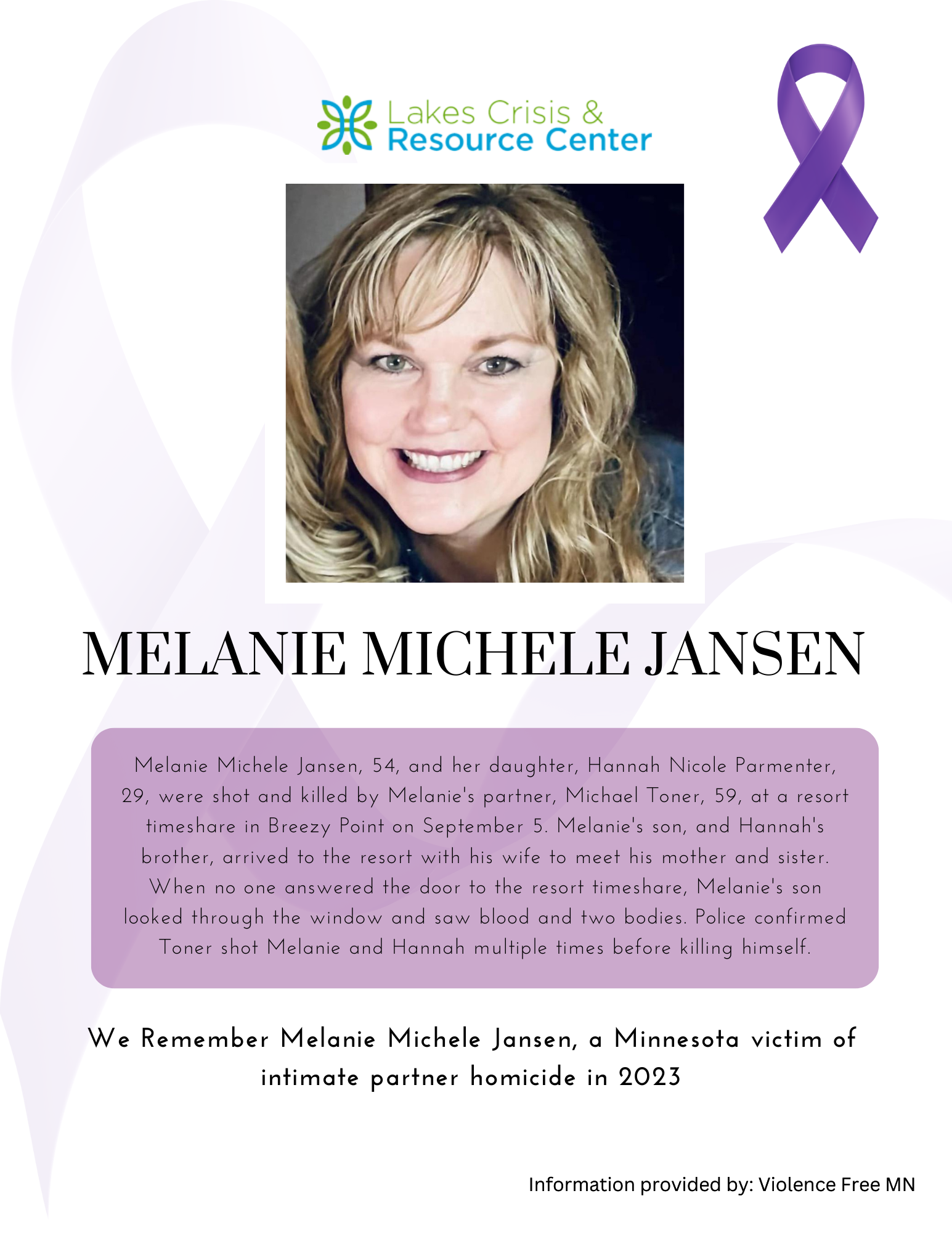 Memorial Display - Melanie Michele Jansen