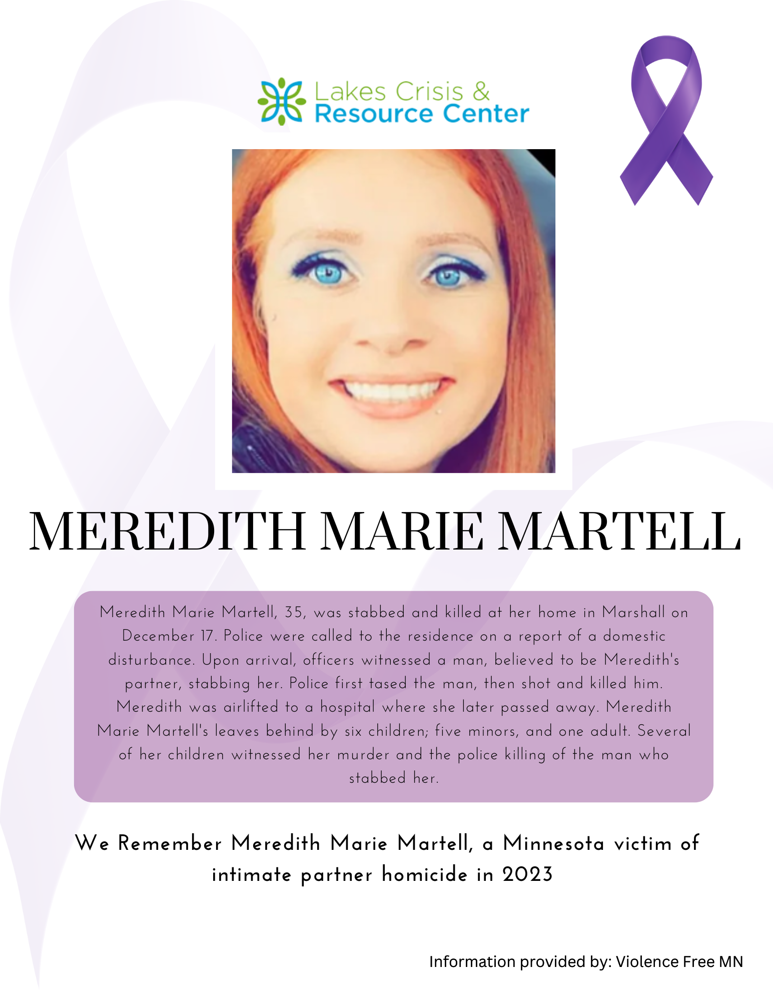 Memorial Display - Meredith Marie Martell