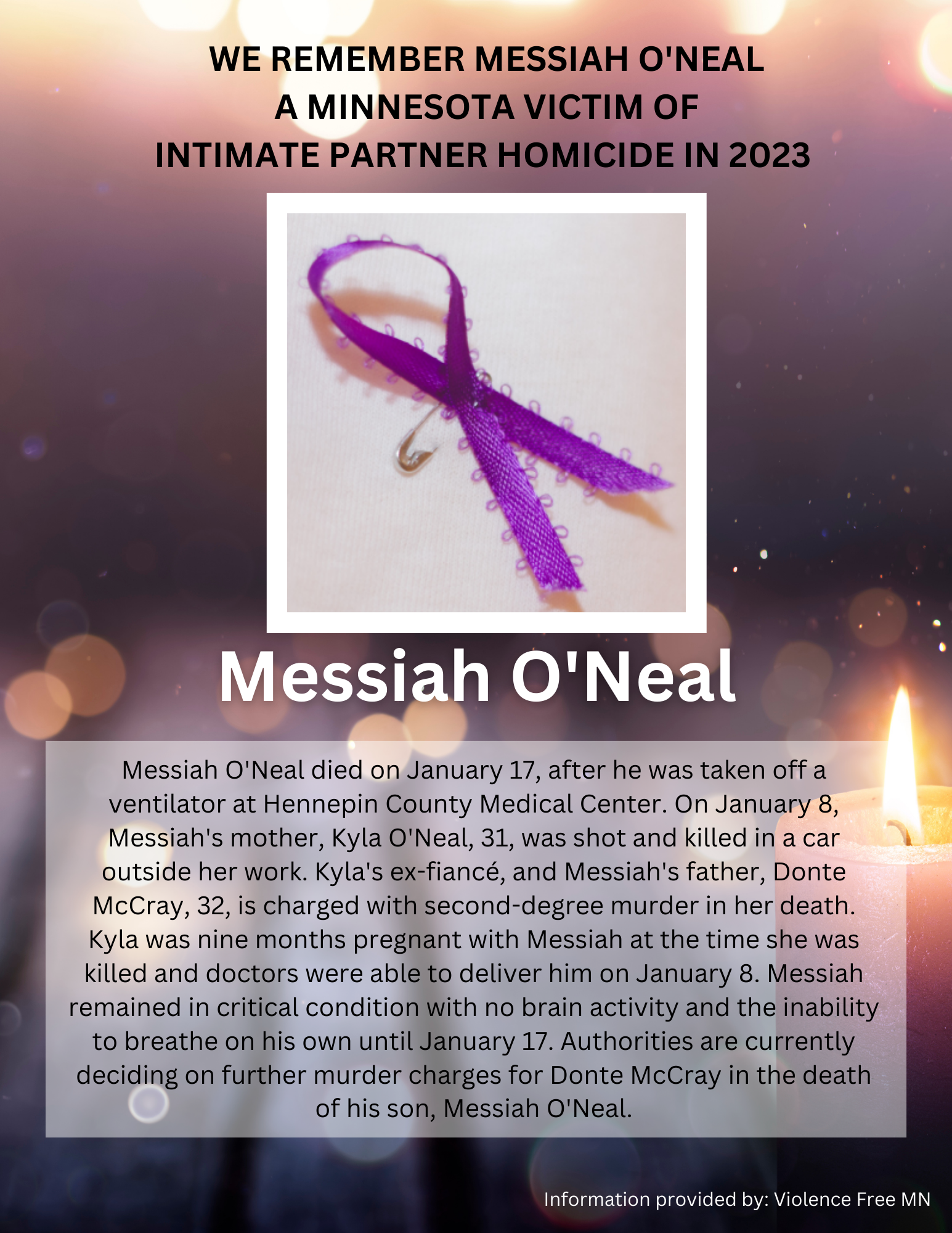 Memorial Display - Messiah ONeal