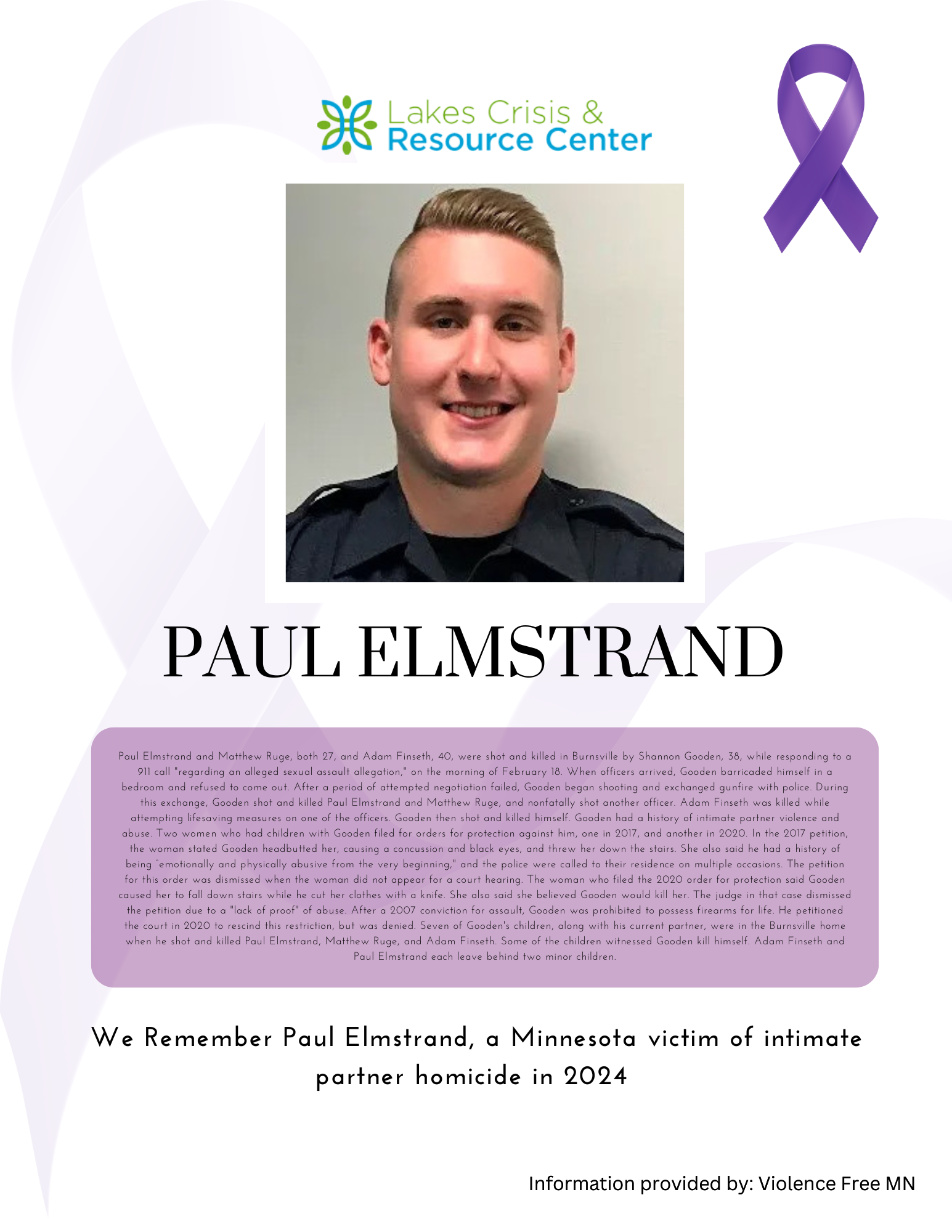 Memorial Display - Paul Elmstrand