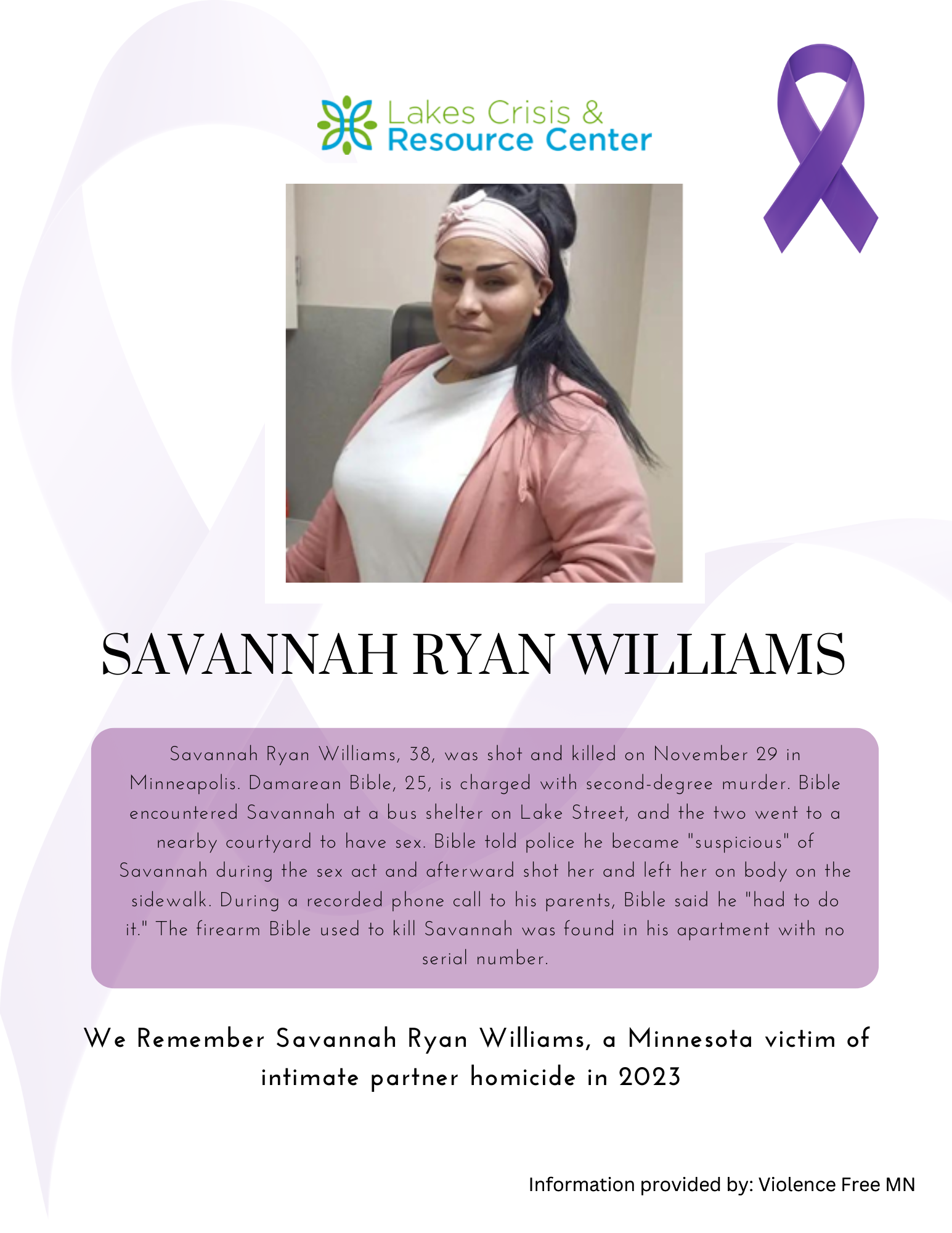 Memorial Display - Savannah Ryan Williams