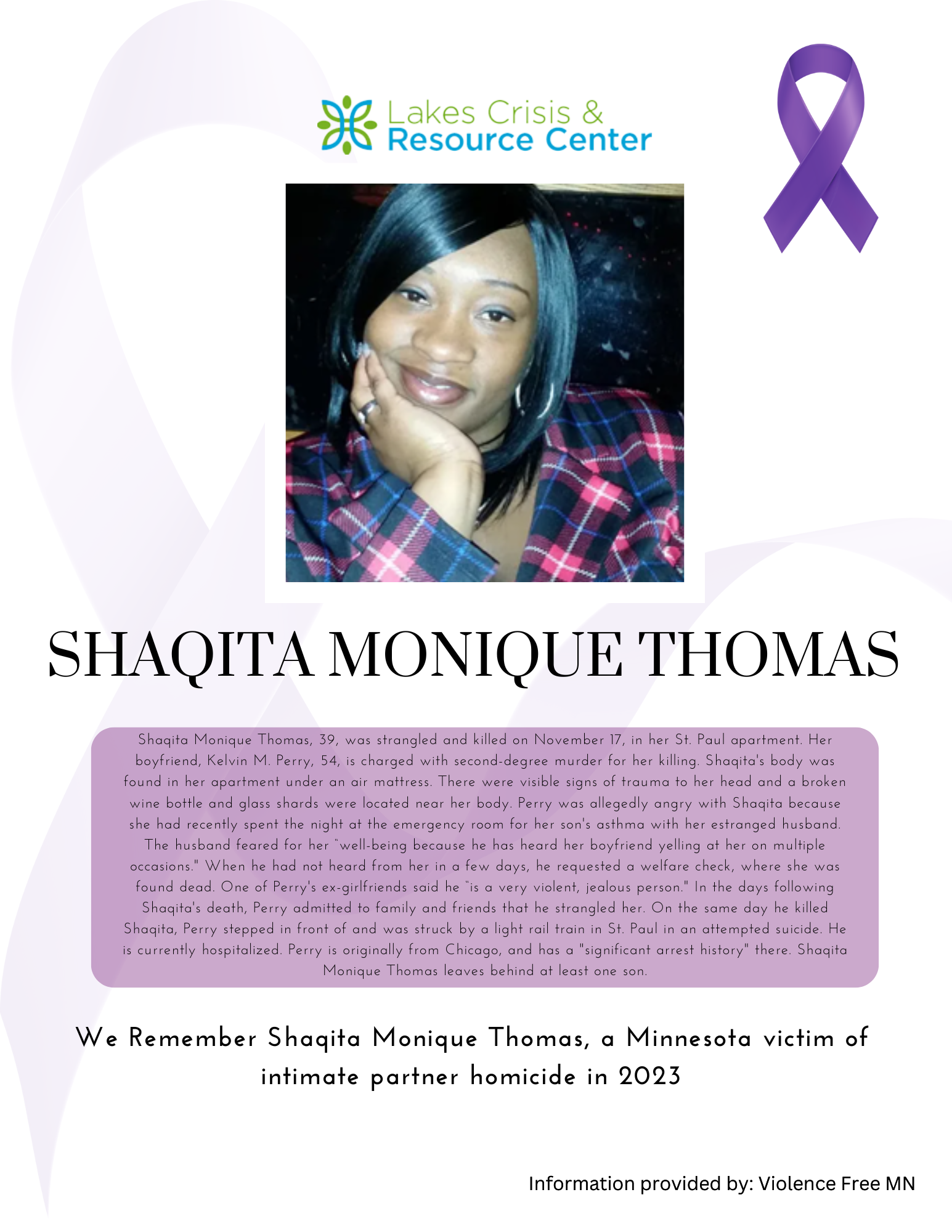 Memorial Display - Shaqita Monique Thomas